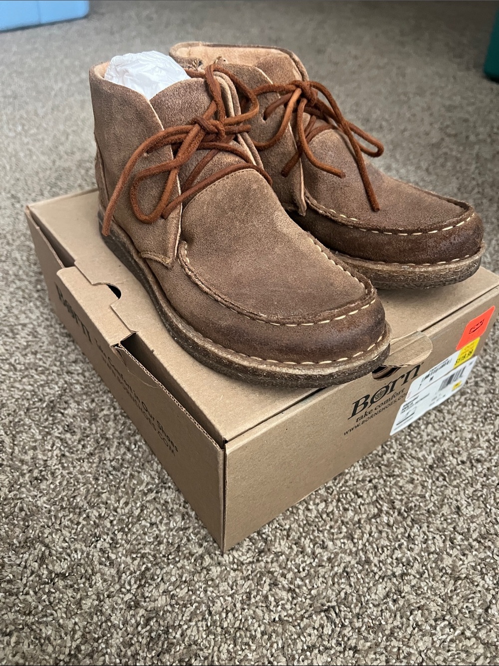 Born Women’s Analia Tan Distressed boots with box